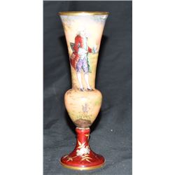 Enamel Standing Gent Vase Antique French Gilt Metal Mounted And  Hand-painted Enamel Vase. It Has Be