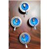 Image 1 : Guilloche Enamel & Silver 4 Salt Dips & Spoons Norway Spoons Marked .925 Spoons .830  J. Tostrup Kri