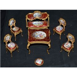 Miniature Bronze And Enamel Parlor Set The Parlor Set Is A True Masterpiece Being  Cast Using The Lo