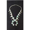 Image 1 : Turquoise And Silver Squash Blossom Necklace
