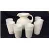 Image 1 : Milk Glass Hobnail Pitcher & 7