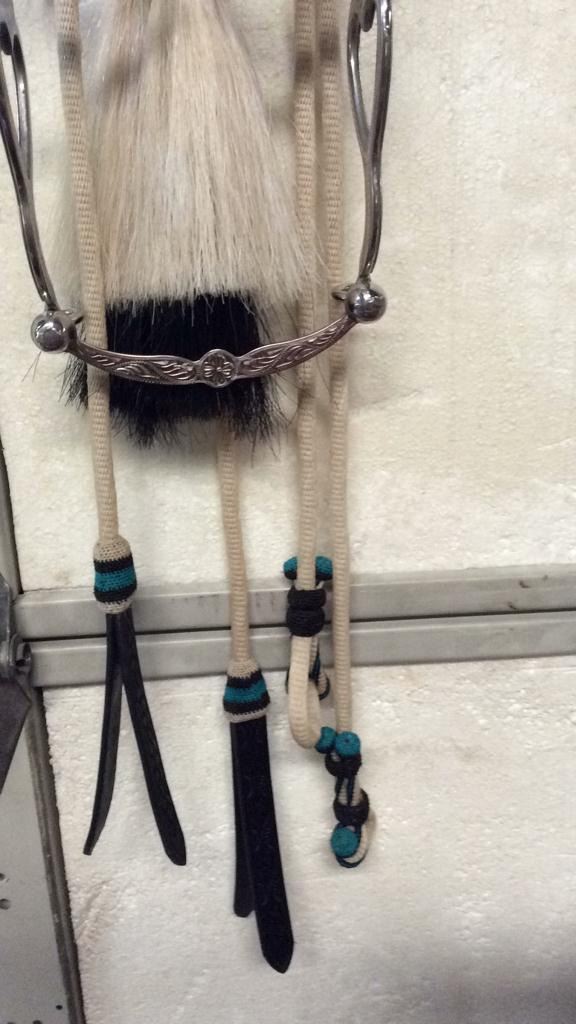 Montana Prison Made Hitched Horse Hair Bridle Silver Heart Bit.