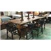 Image 2 : Slab Wood Table Bar Height. Table Only Mounted On 2 Slab Pedestals. 104''l X 47''w  At Biggest Point
