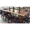 Image 3 : Slab Wood Table Bar Height. Table Only Mounted On 2 Slab Pedestals. 104''l X 47''w  At Biggest Point
