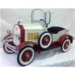 1930's Buick Pedal Car with Spring Suspension Enamel Radiator Emblem & Radiator Cap. Broken  wing on