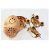 Image 1 : GREGORINA COPPER HAND HAMMERED SIGNED AND NUMBERED COPPER CANDLESTICKS AND CASSEROLE WARMER