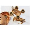 Image 2 : GREGORINA COPPER HAND HAMMERED SIGNED AND NUMBERED COPPER CANDLESTICKS AND CASSEROLE WARMER