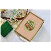 Image 5 : LOT OF COSTUME JEWELLRY AND RED AND GOLD BOX WITH CONTENTS