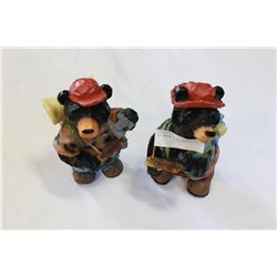 TWO CANADA HIKING BEAR FIGURES