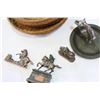 Image 3 : WICKER BASKET OF TIN HORSE ASHTRAY AND LIGHTERS