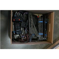 BOX OF VINTAGE LIONEL MODEL TRAIN TRACKS AND CONTROLS O SCALE