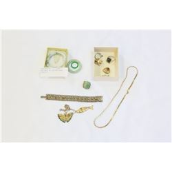 TWO BOXES OF JADE AND OTHER JEWELLRY