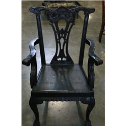 BLACK REPRODUCTION CHIPPENDALE DINING CHAIR