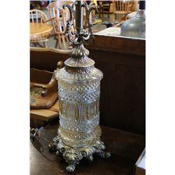 VINTAGE BRASS AND GLASS TABLE LAMP