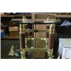Image 1 : TWO BRASS AND WOOD GLASS TOP ENDTABLES