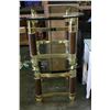 Image 3 : TWO BRASS AND WOOD GLASS TOP ENDTABLES