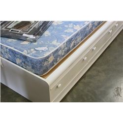 WHITE CAPTAINS BED WITH STORAGE DRAWERS AND MATTRESS SINGLE SIZE