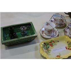 CHINA PLATTER AND CUPS AND SAUCERS