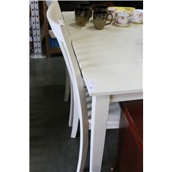 PAINTED WHITE DINING TABLE AND FOUR CHAIRS