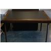 Image 1 : MAHOGANY FINISH FOLDING TABLE WITH LEATHER INSERT