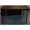 Image 2 : MAHOGANY FINISH FOLDING TABLE WITH LEATHER INSERT