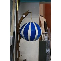 ART DECO WHITE AND BLUE METAL POLE LAMP