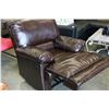 Image 3 : NEW ASHLEY MODERN BROWN RECLINING CHAIR, WITH BROWN STITCHING AND REMOVABLE BACK, RETAIL $899