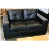 Image 1 : NEW MODERN BLACK SQUARED ARM LOVESEAT WITH REMOVABLE BACK AND SEAT CUSHIONS RETAIL $999