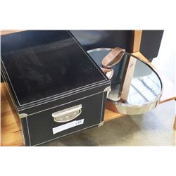 STORAGE BOX WITH CONTENTS AND WALL MIRROR