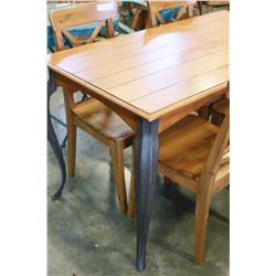 RUSTIC MAPLE WITH CAST IRON LEGS DINING TABLE