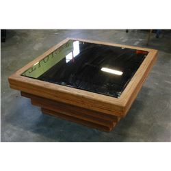 DESIGNER OAK MIRROR TOP COFFEE TABLE