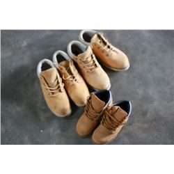 WO PAIRS OF SIZE 13 LUG LEATHER SHOES AND LADIES TRX BOOTS