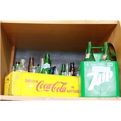 COKE TRAY WITH BOTTLES AND 7-UP TRAY WITH BOTTLES