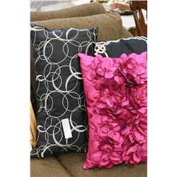 PINK AND BLACK DOWN THROW PILLOWS