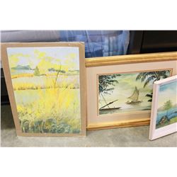 THREE FRAMED PAINTINGS