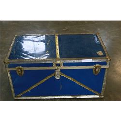 BLUE AND BRASS STORAGE TRUNK