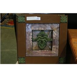 PAIR OF METAL FRAMED WALL HANGINGS