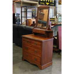 ANTIQUE VANITY DRESSER WITH MIRROR