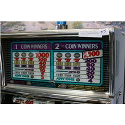 INTERNATIONAL GAMING TRIPLE DIAMOND SLOT MACHINE WITH TWO KEYS AND COINS