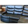 Image 1 : NEW BLACK LEATHER MODERN DOUBLE RECLINING SOFA, WITH REMOVABLE BACKS. RETAIL $1899