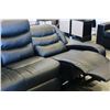 Image 2 : NEW BLACK LEATHER MODERN DOUBLE RECLINING SOFA, WITH REMOVABLE BACKS. RETAIL $1899