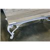 Image 1 : WHITE CAST IRON BASE COFFEE TABLE WITH BARNBOARD TOP