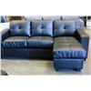 Image 1 : NEW MODERN BLACK GEL LEATHER SOFA WITH MOVABLE CHAISE LOUNGE, AND REMOVABLE SEAT CUSHIONS, RETAIL $1