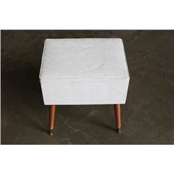 WHITE UPOLSTERED STOOL WITH STORAGE