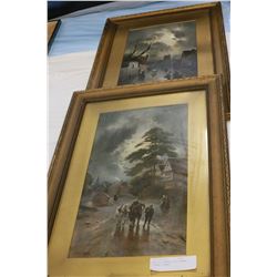 PAIR OF VINTAGE GILT FRAMED STREET SCENES