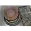 Image 2 : TWO METAL GOLD PANNING PANS AND DECORATIVE METAL BRACKET