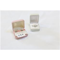 RHINESTONE EARRINGS AND RING