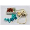 Image 2 : TWO BOXES OF CARVED BONE JEWELLRY AND TURQUOISE AND AMBER