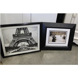 FRAMED MIRROR AND PARIS AND VENICE PRINTS