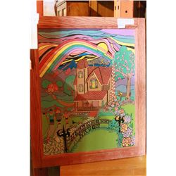 FRAMED COTTAGE HOME PAINTING ON BOARD